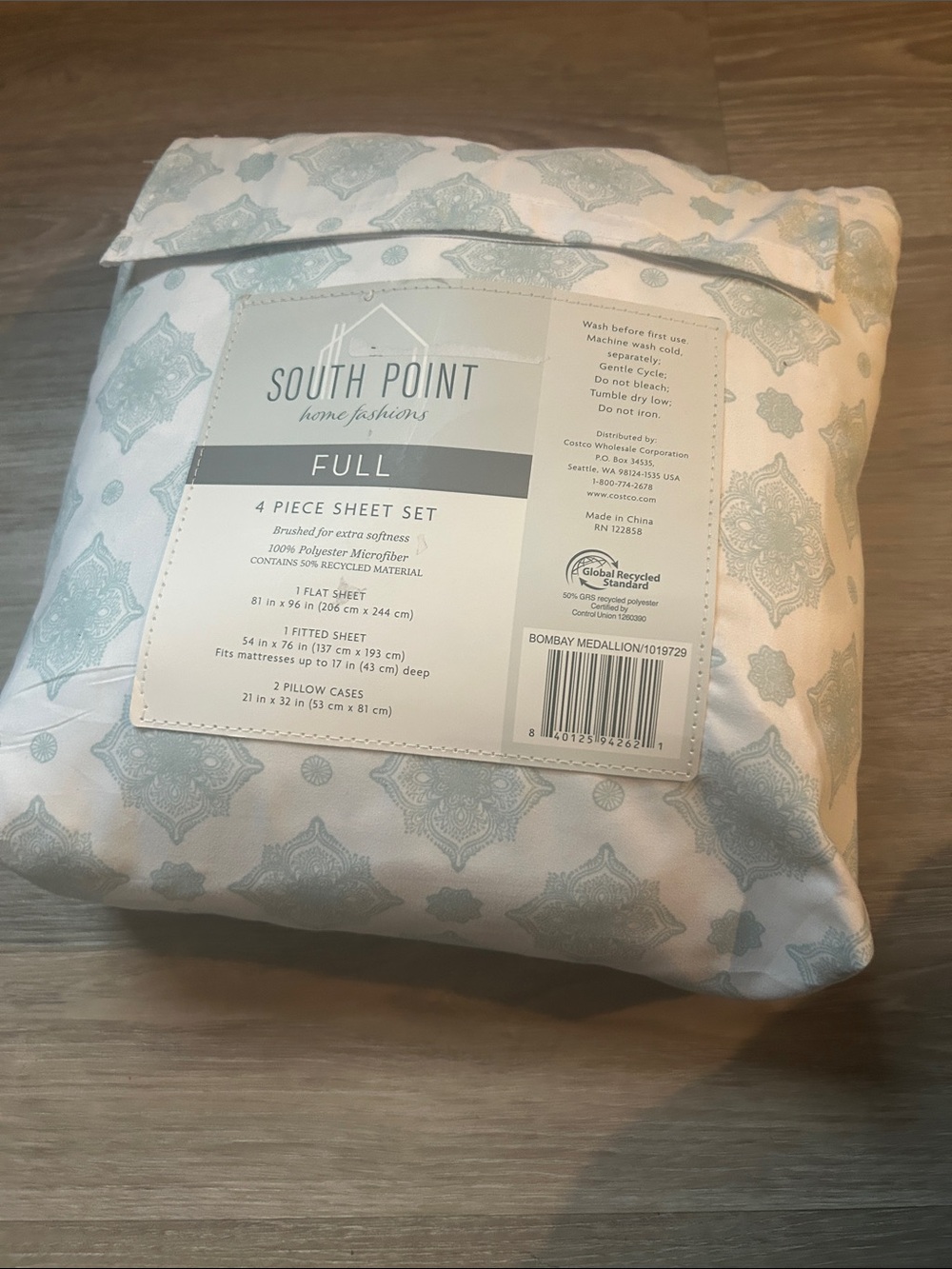 South Point Full Sheet Set in Light Blue Medallion